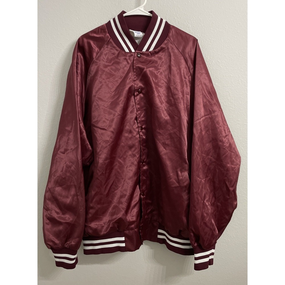 Vintage WestArk Rare Bomber Maroon Satin Jacket‎ USA 4XL
